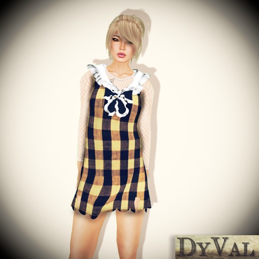 [DV] Yellow Plaid Dress with Bow - DEMO
