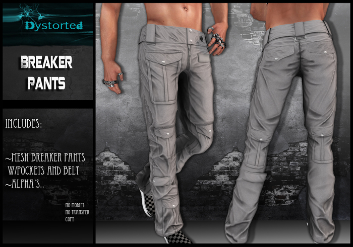 .:Dystorted:.Men's Breaker Pants Light Grey-[Box]