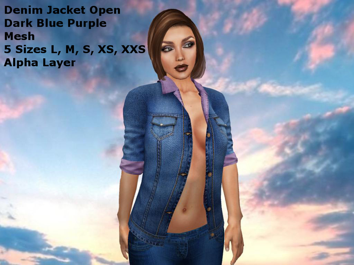 Open Denim Jacket Dark Blue Purple