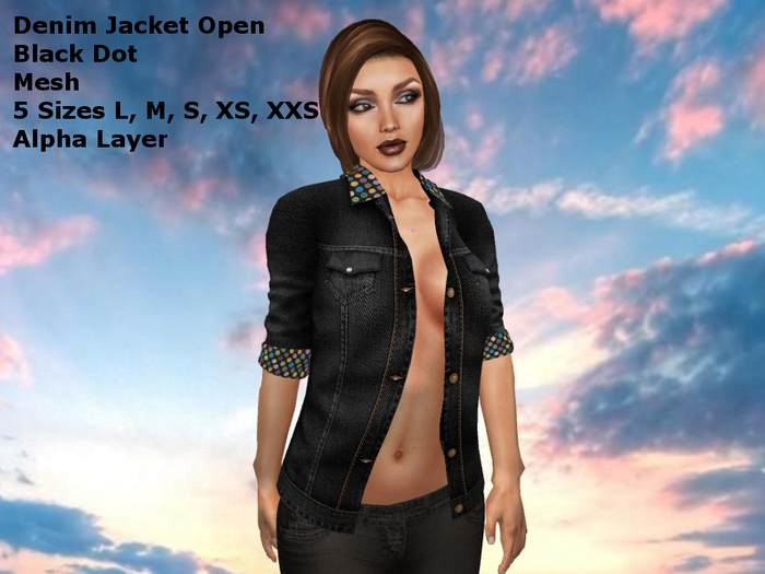 Open Denim Jacket Black Dot