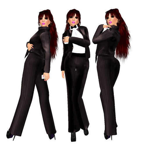 TW>Ladys Tuxedo Set Pinstriped-brown