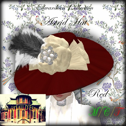 ~CdE~Edwardian Astrid Hat RED