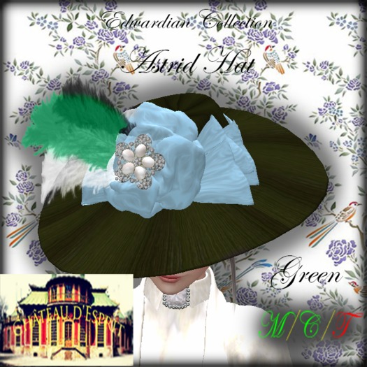 ~CdE~Edwardian Astrid Hat GREEN