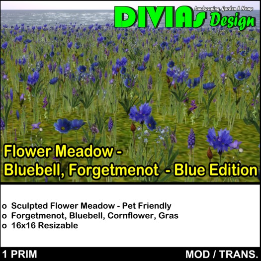 Flower Meadow - Bluebell, Forgetmenot - Blue Edition 