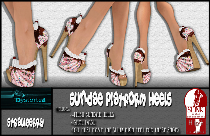 .:Dystorted:. Sundae Platform Heels Strawberry-[Box]