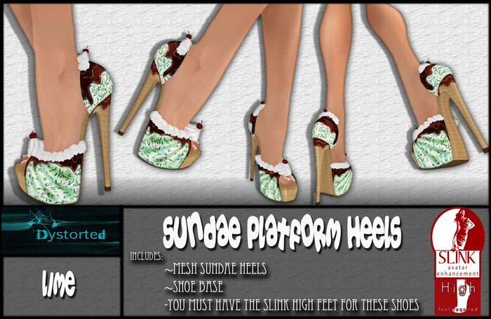 .:Dystorted:. Sundae Platform Heels Lime-[Box]