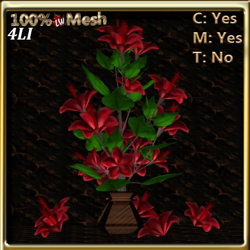 LW_ Hibiscus Tree in Vase Silk Red