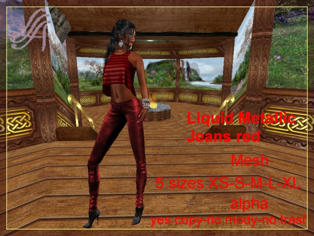 Liquid Metallic Jeans red