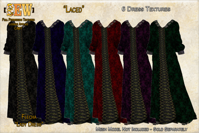 [SEW] Full Permisaion Textures for Flecha Lady Dress Laced