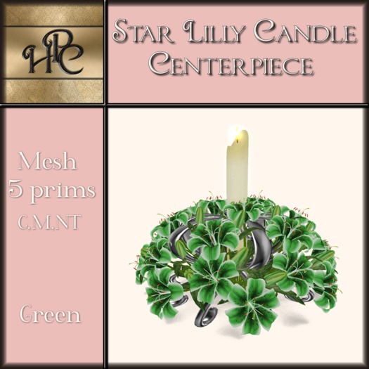 Star Lily Candle Centerpiece- Green