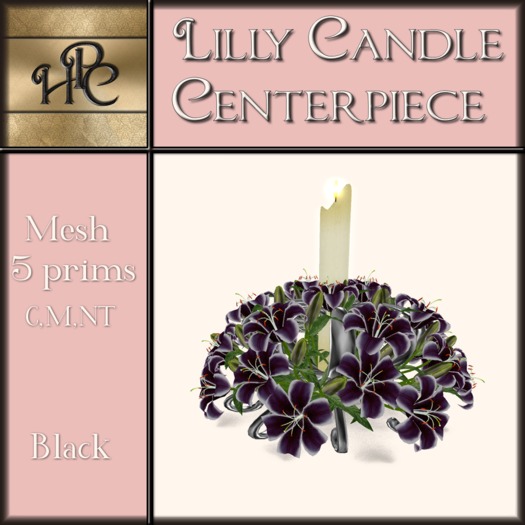 Lily Candle Centerpiece- Black