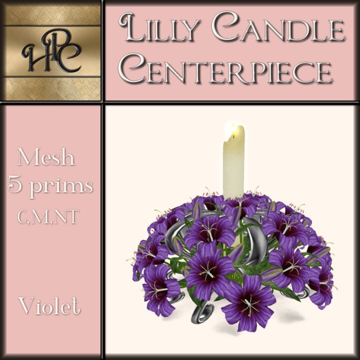 Star Lily Candle Centerpiece- Violet