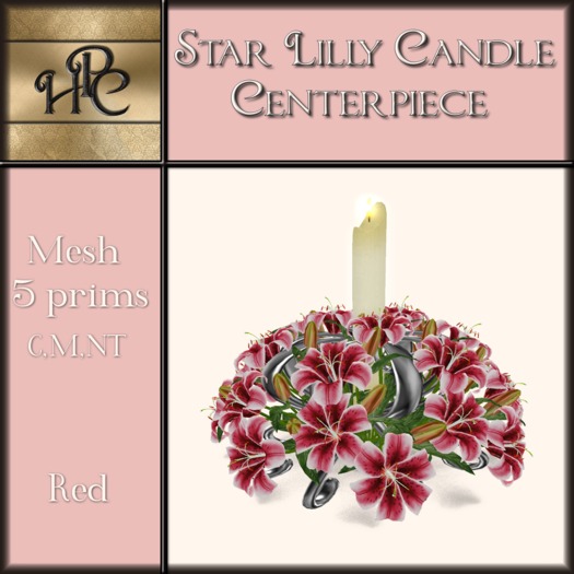 Star Lily Candle Centerpiece- Red