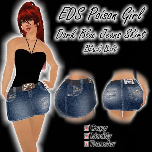 EDS Poison Girl Dark Blue Jeans Skirt with black belt