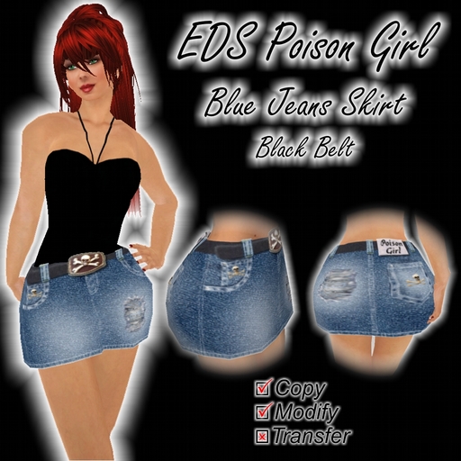 EDS Poison Girl Blue Jeans Skirt with black belt