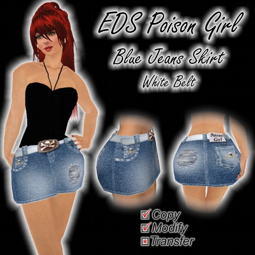 EDS Poison Girl Blue Jeans Skirt with white belt