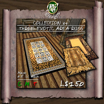 Second Life Marketplace Collection Of Three Exotic Area Rugs Collection Of Three Exotic Area Rugs