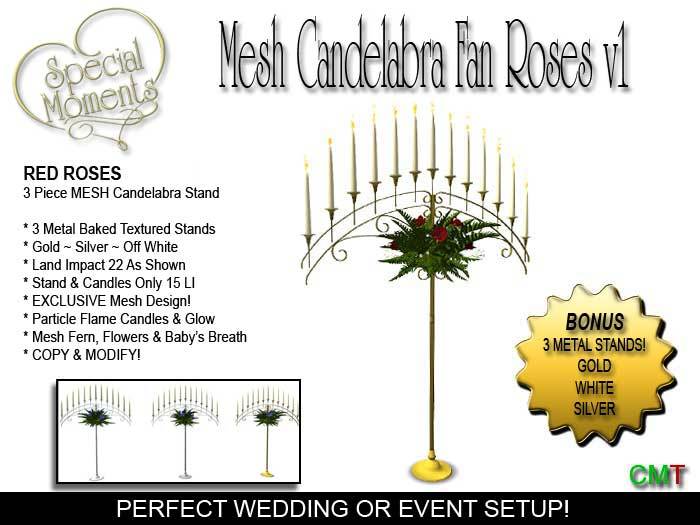 Mesh Candelabra Fan Style 3 Piece Set V1