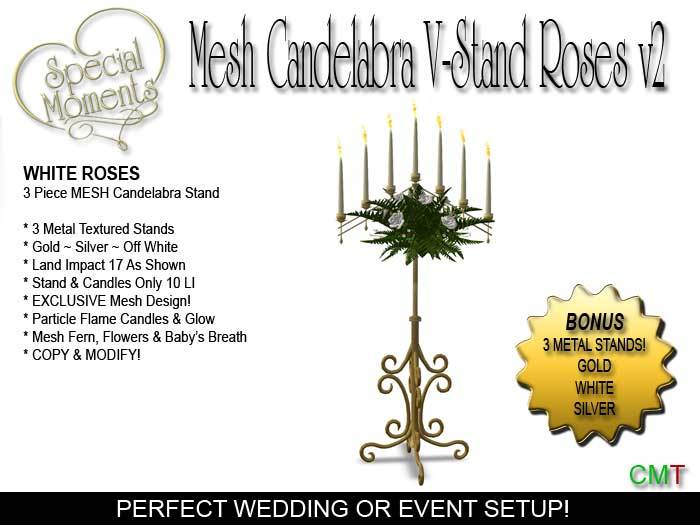 SM - Candelabra VShape Set V2 White Roses