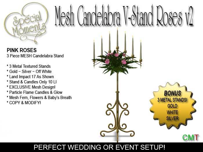 SM - Candelabra VShape Set V2 Pink Roses (Box)