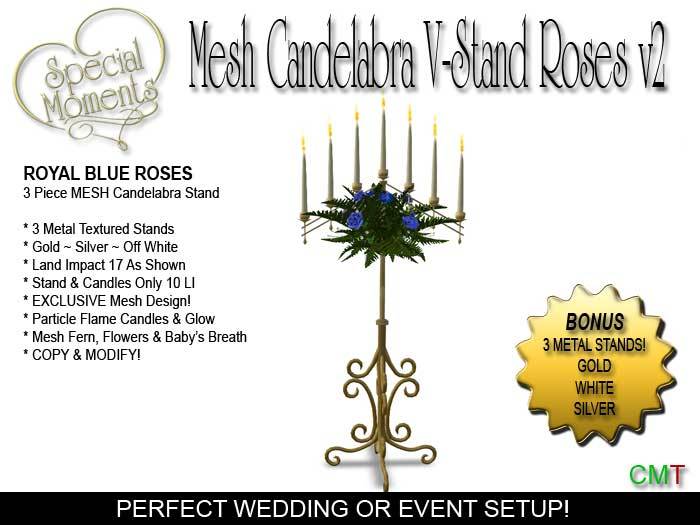SM - Candelabra VShape Set V2 Royal Blue Roses