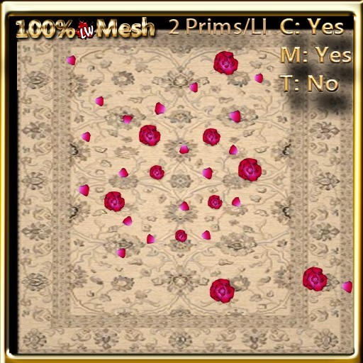 LW_ Rug with RosesCream Bright Pink