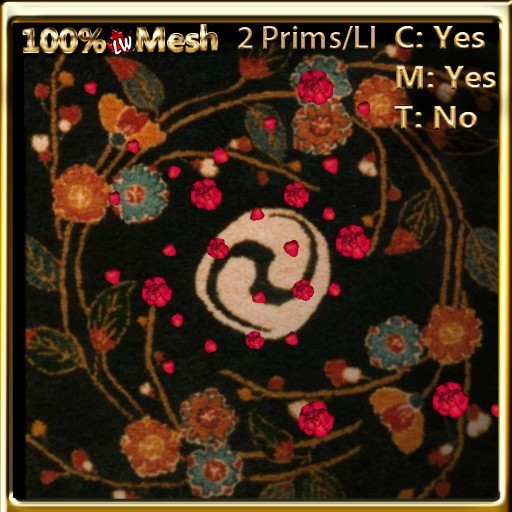 LW_ Rug with Roses Black Red