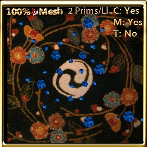 LW_ Rug with Roses Black Blue