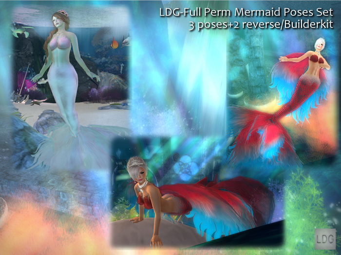 LDG-FULL PERM_095 Mermaid Poses Set/3 poses+2 reverse/Builderkit