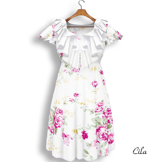 *Cila*Sweet Floral Ruffled White