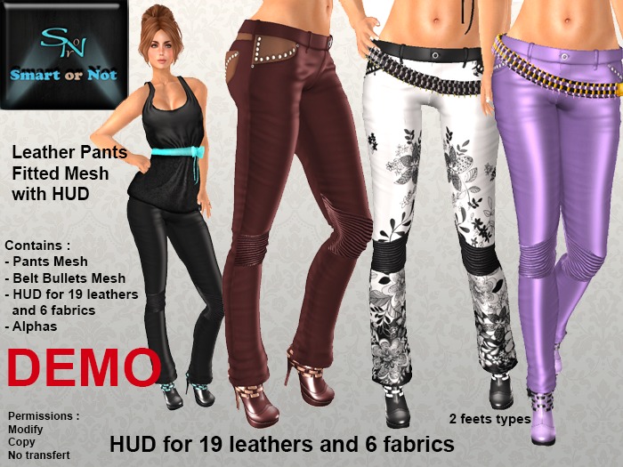 Fitted Mesh - Pants Leather with HUD - DEMO