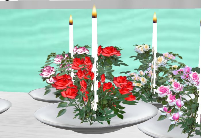 Wedding Floral Centerpiece with Candle and Red Roses