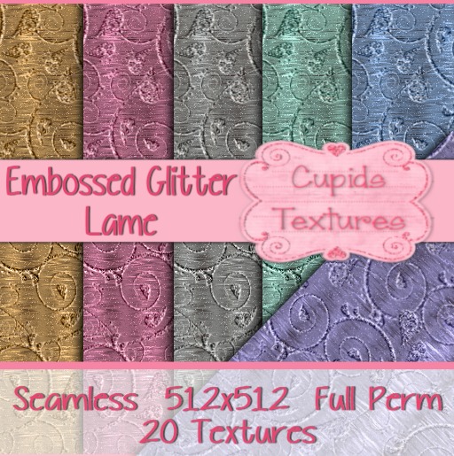 *Cupids Textures * 20 SEAMLESS EMBOSSED GLITTER LAME