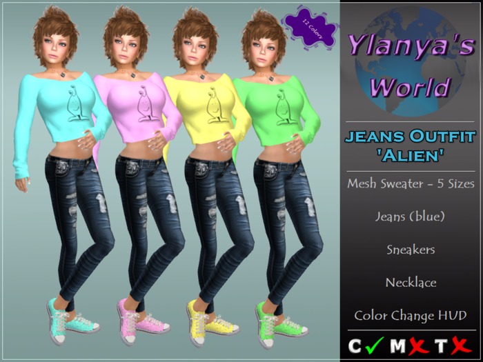 Alien Jeans Outfit (12 Farben)