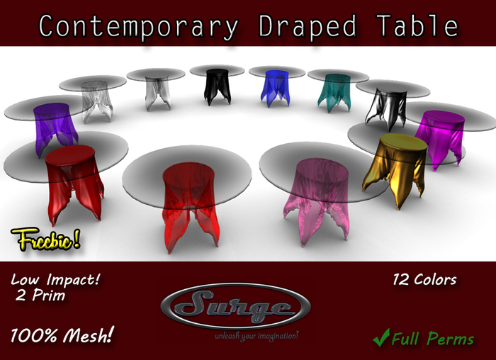 Mesh Contemporary Draped Table - Full Permission - Freebie!