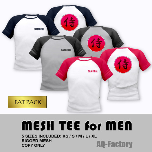 *AQF* Mesh Mens Tee Samurai FATPACK