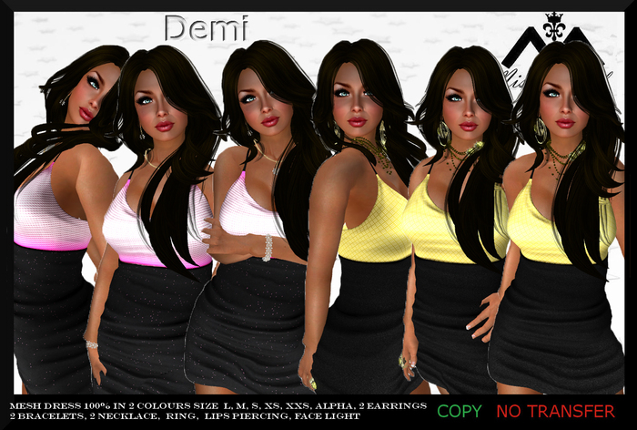 ♥DEMI MESH 100%♥ BEAUTIFUL DRESS IN 2 COLOURS + JEWELLS 