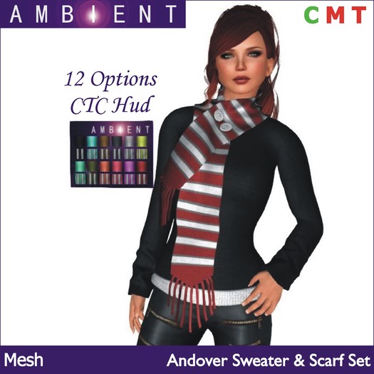 [AMBI] Mesh Andover Sweater & Scarf Set (Boxed)