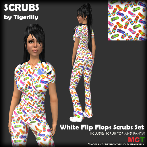 *SCRUBS* White Flip Flops Scrubs Set 