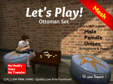 Let's Play! Ottoman Set - COPYABLE, fully animated, texture changeable, living room