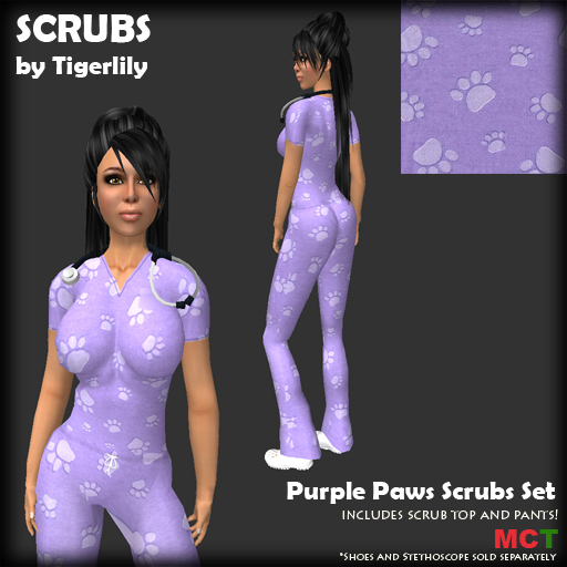*SCRUBS* Purple Paws Scrubs Set