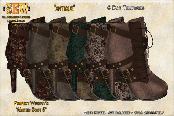 [SEW] Full Permission Textures for Perfect Wirefly's Martin Boot 5 Antique
