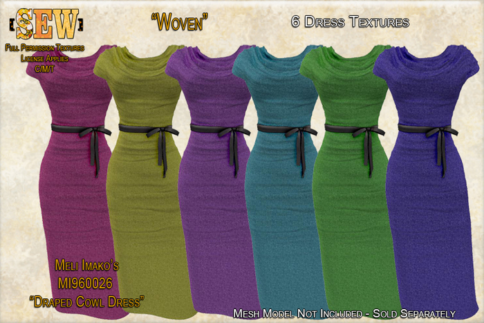 [SEW] Full Permission Textures for MI960026 Draped Cowl Dress Woven