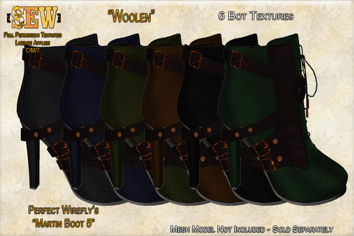 [SEW] Full Permission Textures for Perfect Wirefly's Martin Boot 5 Wool