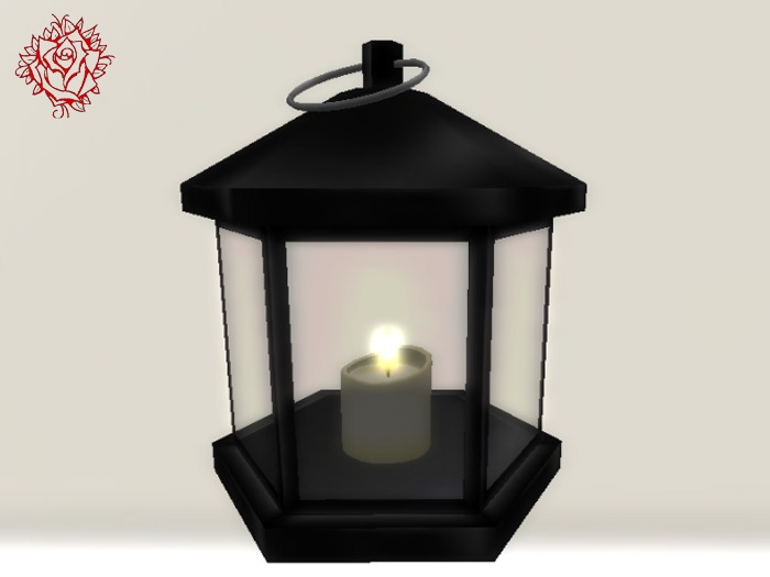 Black Table Lantern with Candle
