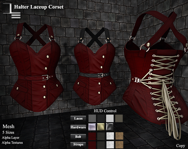 DE Designs - Halter Laceup Corset - Red