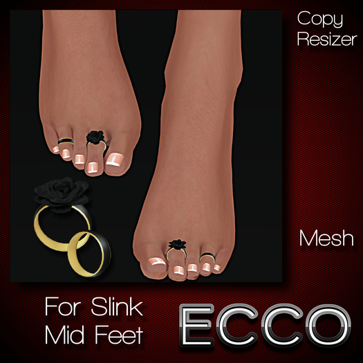 .:ECCO:. *FOOTSIES* Toe Rings - Rose - Black