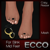 .:ECCO:. *FOOTSIES* Toe Rings - Rose - Black