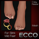 .:ECCO:. *FOOTSIES* Toe Rings - Rose - Red