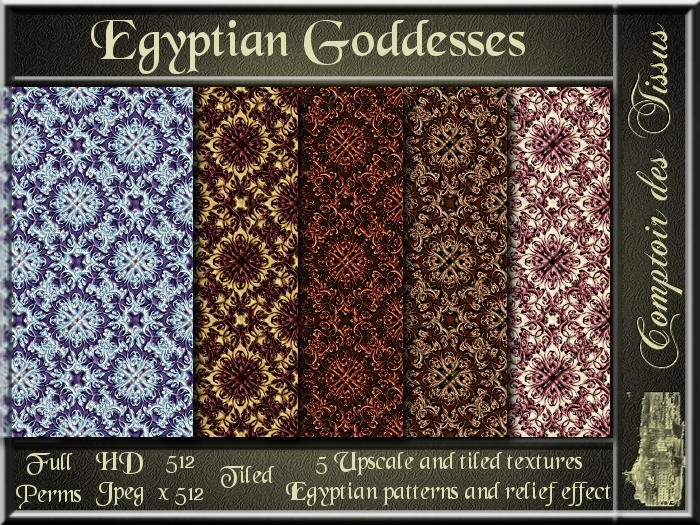 Second Life Marketplace - Egyptian Godesses - 5 FULL PERMS Tiled and HD ...